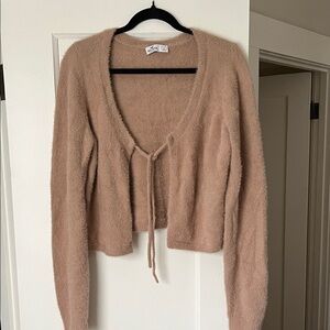 Hollister Tan Women's Cardigan Front Tye Cardigan Fuzzy Cardigan